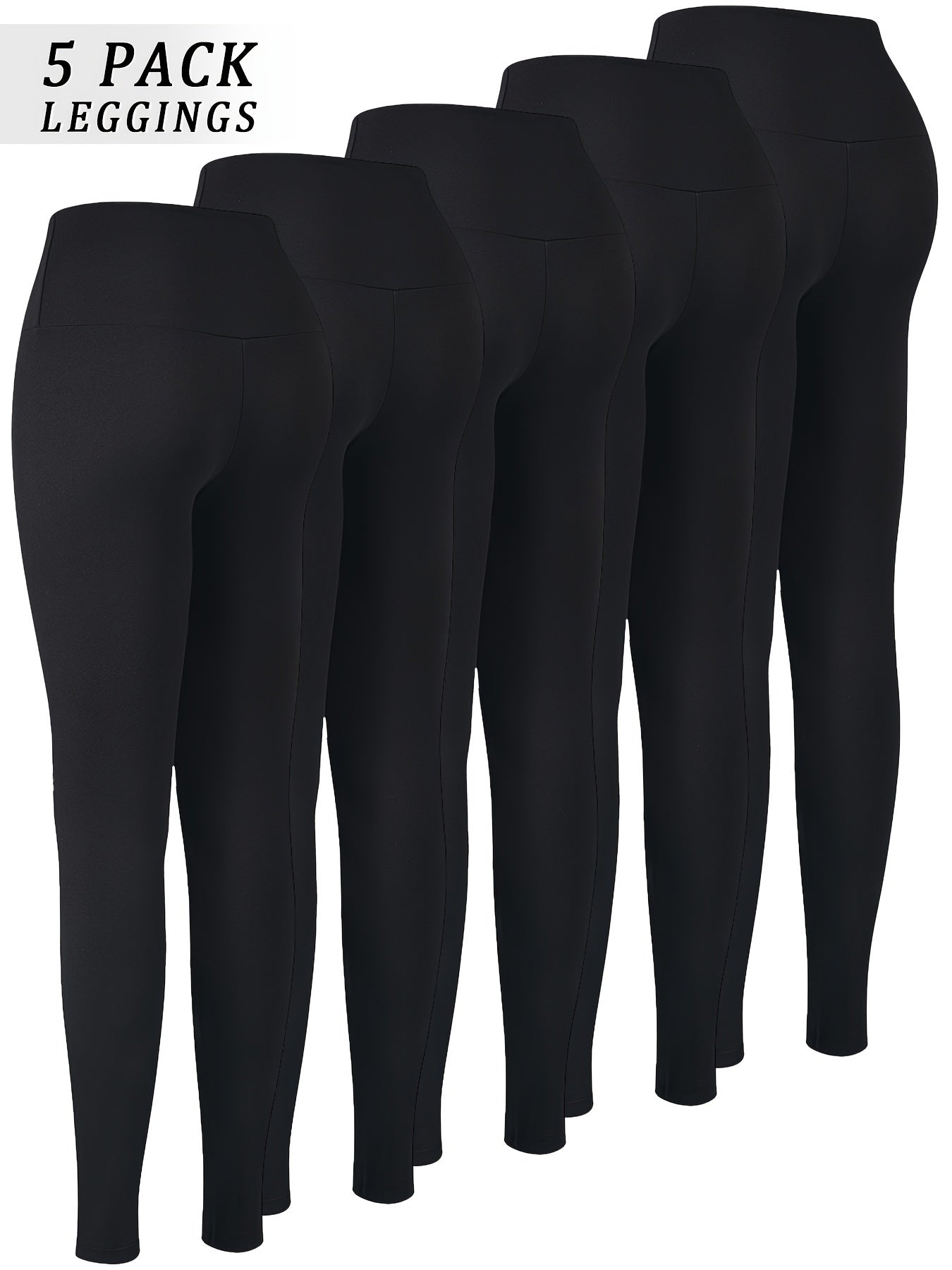 5 Pack High-Waisted Tummy Control Leggings for Women