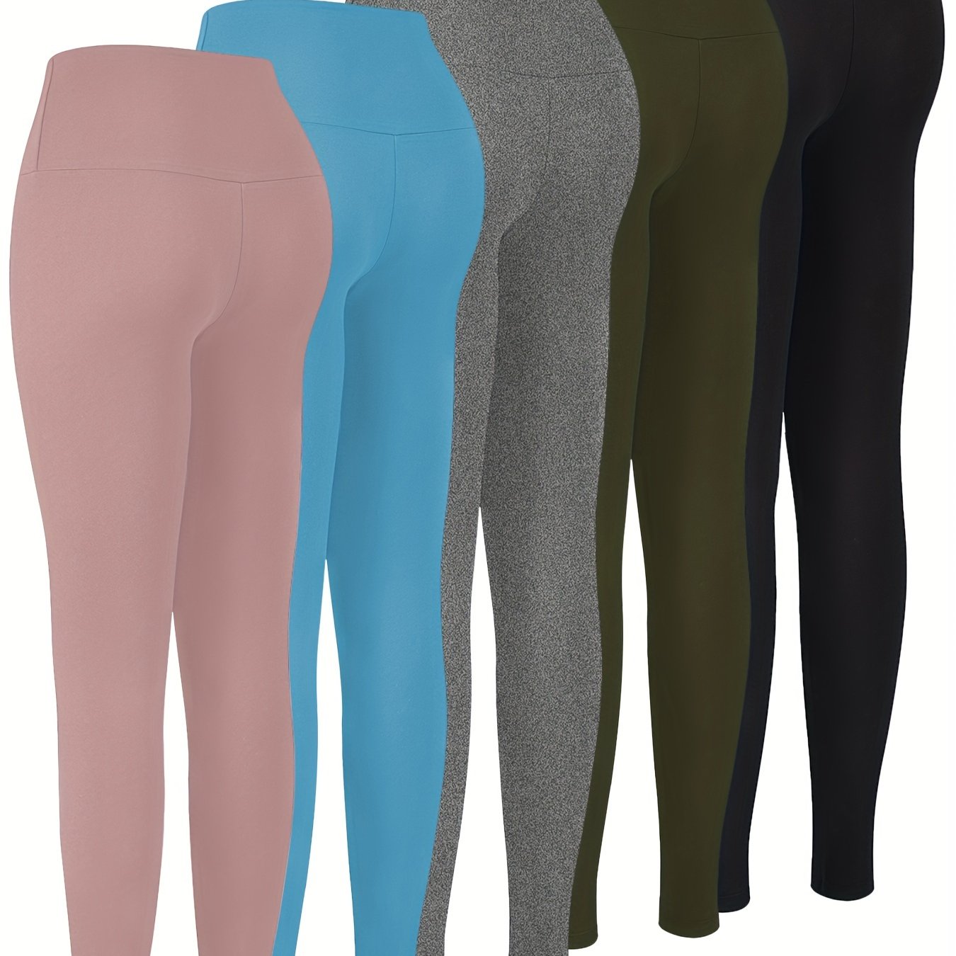 5 Pack High-Waisted Tummy Control Leggings for Women