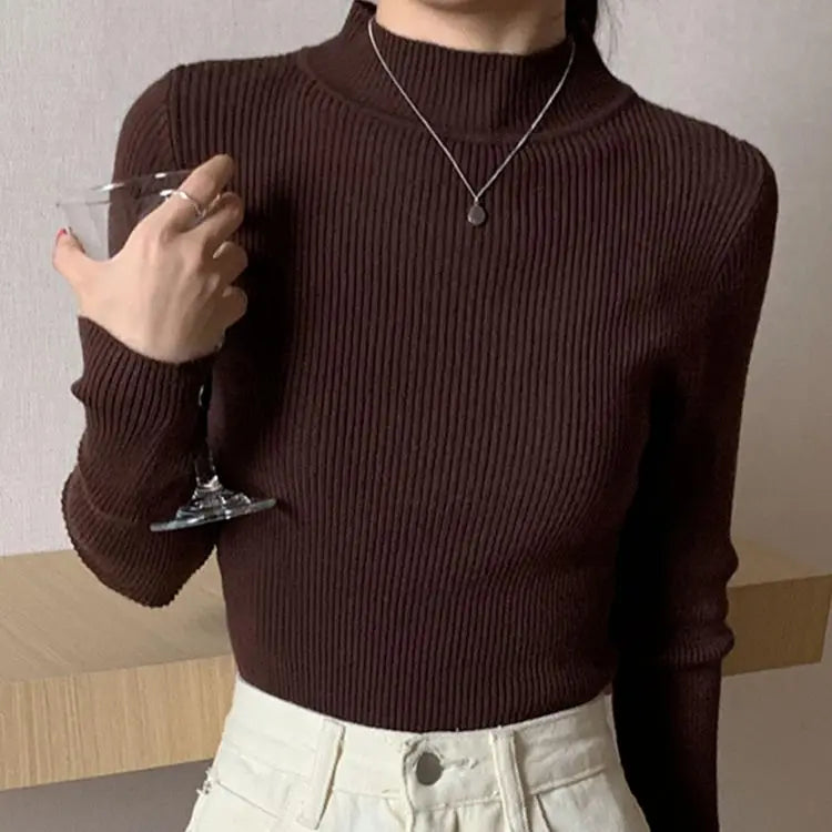 Autumn Winter Mock Neck Women Sweater / Korean Sweaters