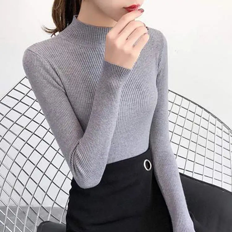 Autumn Winter Mock Neck Women Sweater / Korean Sweaters