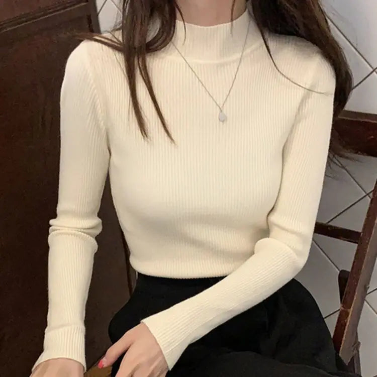 Autumn Winter Mock Neck Women Sweater / Korean Sweaters