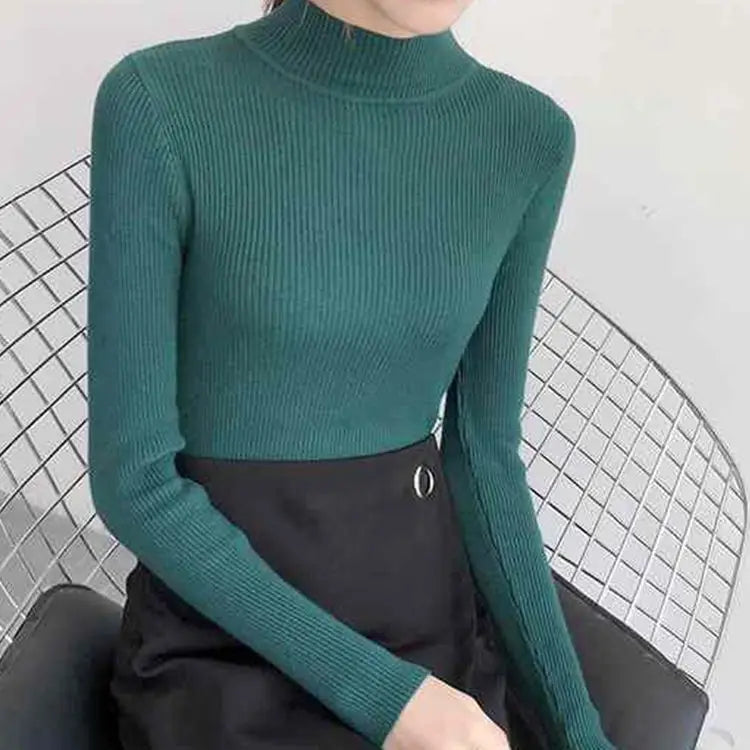 Autumn Winter Mock Neck Women Sweater / Korean Sweaters