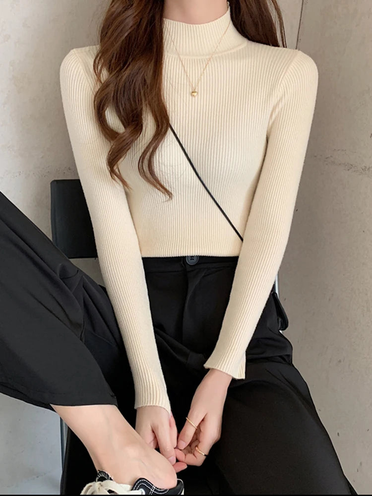 Autumn Winter Mock Neck Women Sweater / Korean Sweaters