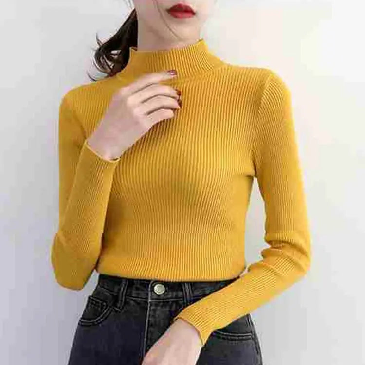 Autumn Winter Mock Neck Women Sweater / Korean Sweaters