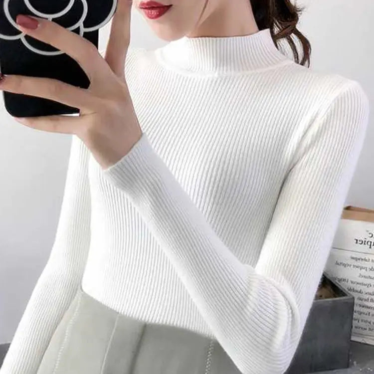 Autumn Winter Mock Neck Women Sweater / Korean Sweaters