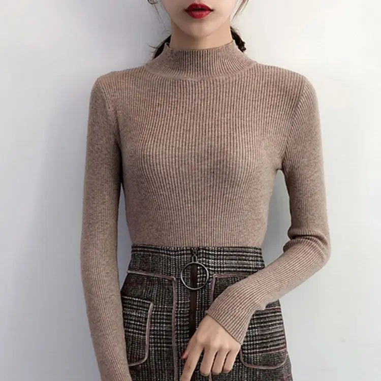 Autumn Winter Mock Neck Women Sweater / Korean Sweaters