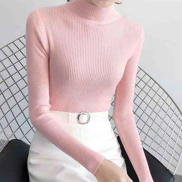 Autumn Winter Mock Neck Women Sweater / Korean Sweaters