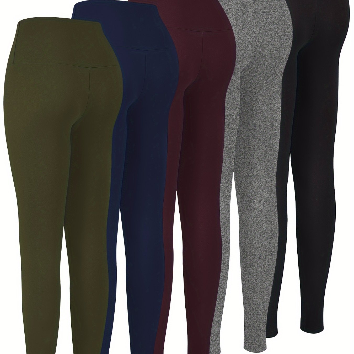 5 Pack High-Waisted Tummy Control Leggings for Women