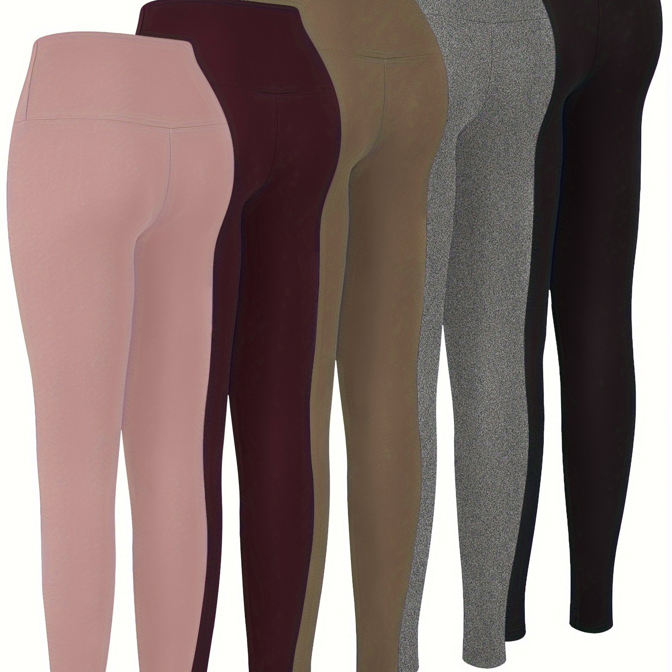 5 Pack High-Waisted Tummy Control Leggings for Women